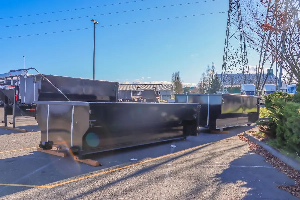 Roll-off dumpster ready for waste disposal at job site for 4 Yard Dumpster Rental in Euless